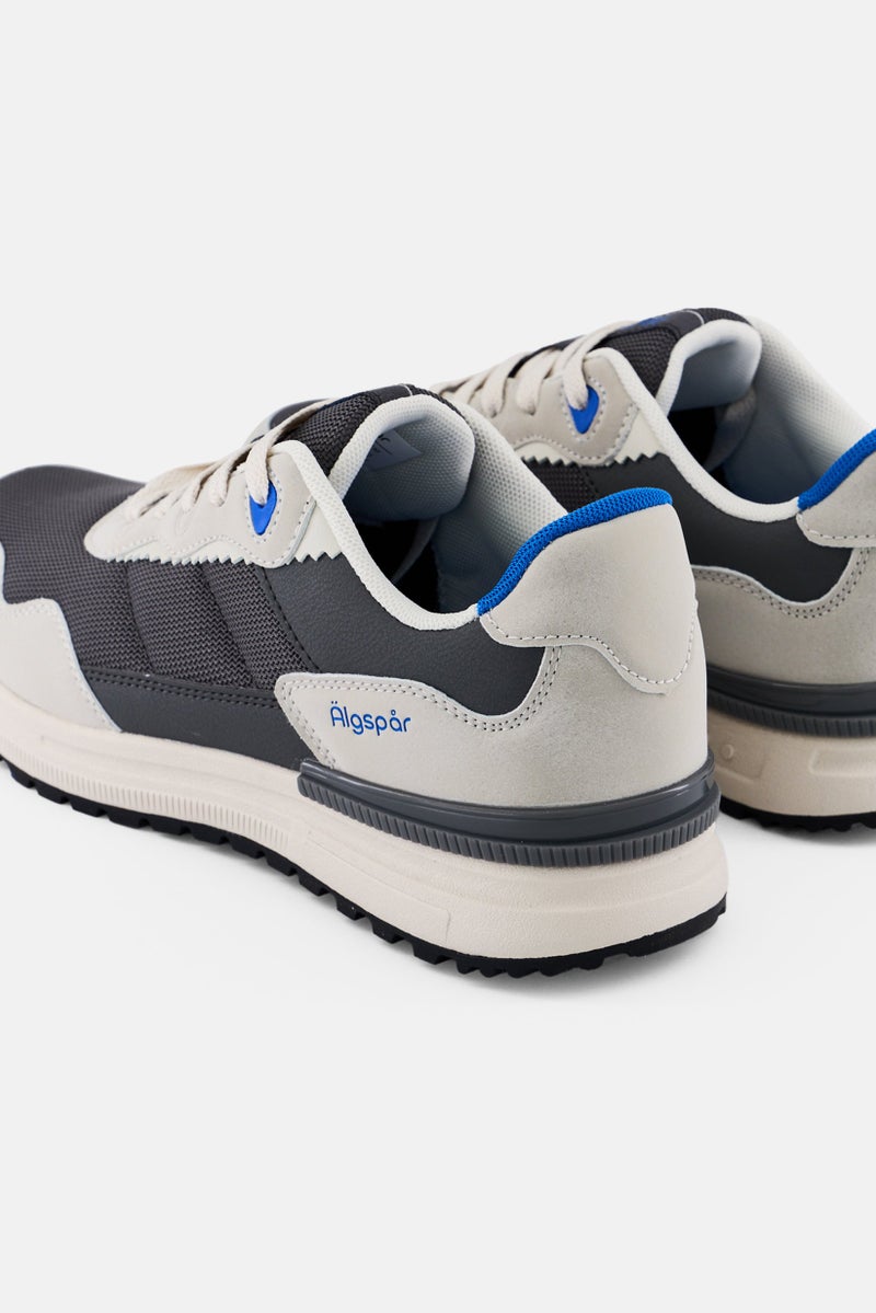 Algspar Men Brand Logo Lace Up Shoes, Grey - Image 3