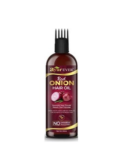 AYUREVER Red Onion Hair Oil For Hair Growth And Hair Fall Control Prevents Dandruff With Deep Root Comb Applicator Enriched Onion Oil Almond Oil Hibiscus Oil (100Ml)  - Image 1