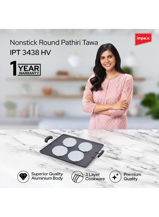 Impex 3 Layer Nonstick 5 mm Multipurpose Tawa 34 x 38 cm for Dosa, Pathiri, Chapati, Roti, Parotta, Large Rectangular Aluminium Body,1 Yr Warranty, Suitable for Home(Rectangle - 34 x 38 cm) - Image 3