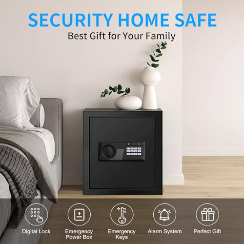 VIDXCVIT 2.3 Cuft Fire proof Safes for HOME USE, Digital Security Safe Box with Programmable Keypad and Spare Keys, Safety Box for Home Office Business, Document Safe for Money Medicine Valuables - Image 5