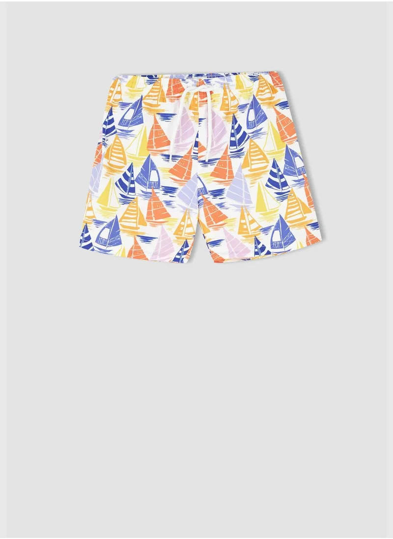 ديفاكتو Tie Waist Printed Swimming Shorts