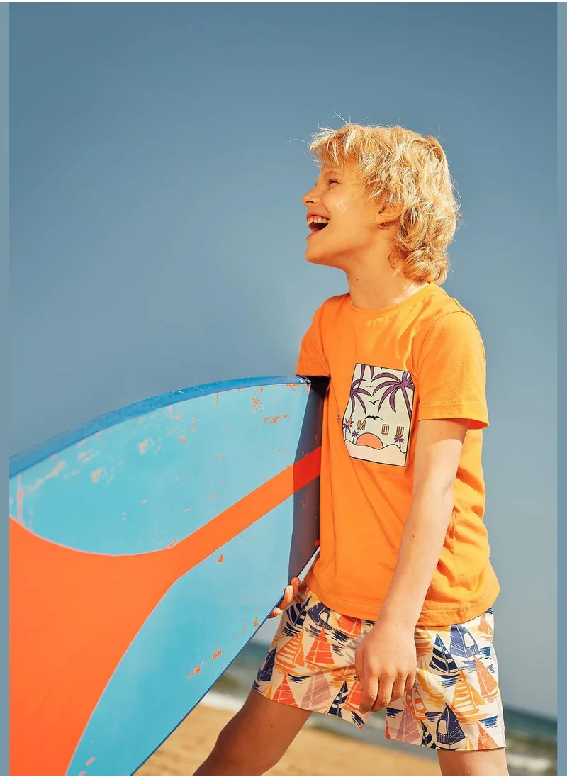 DeFacto Tie Waist Printed Swimming Shorts