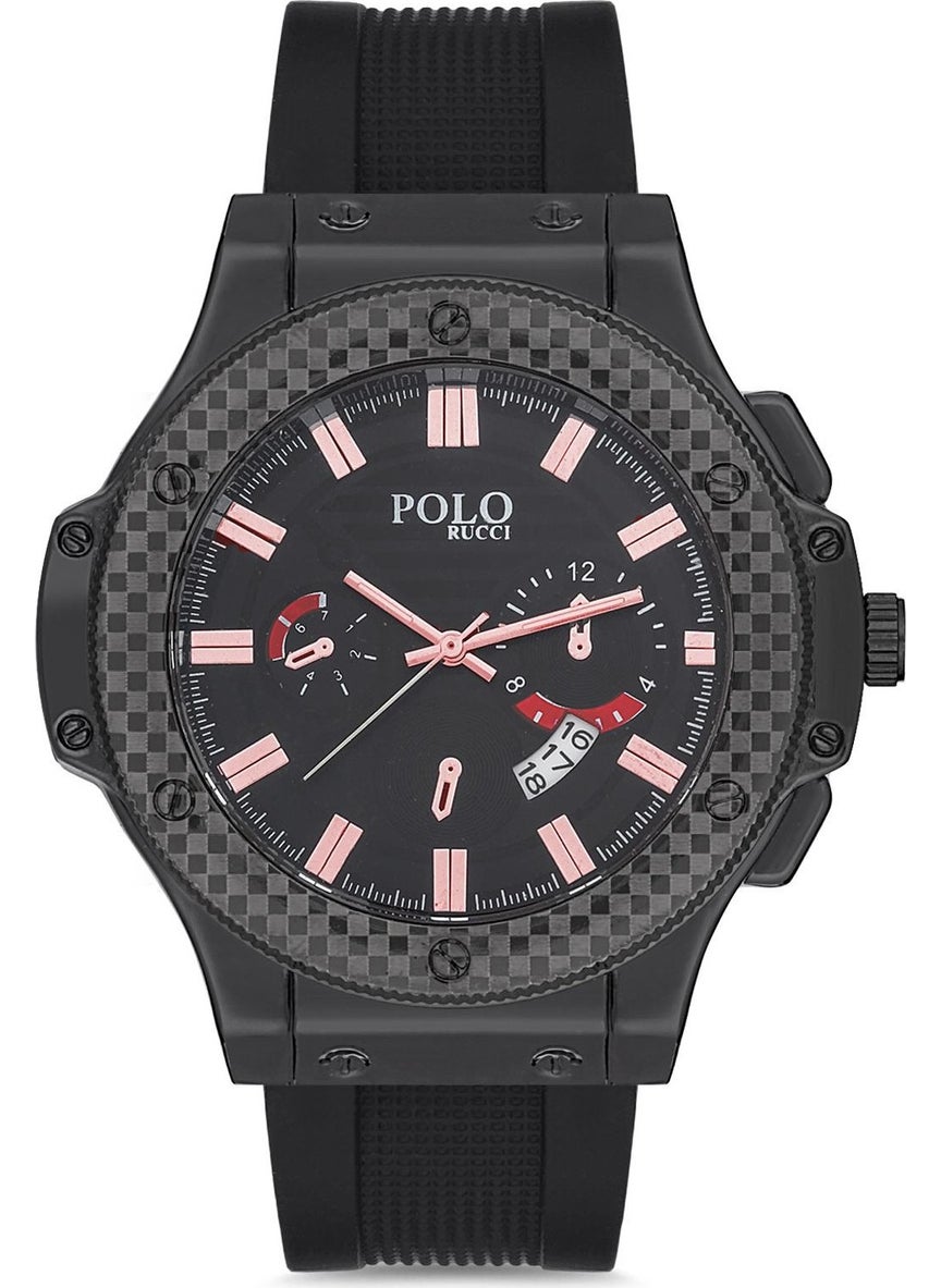 Polo Rucci 2195 Men's Wristwatch with Calendar and Silicone Strap 