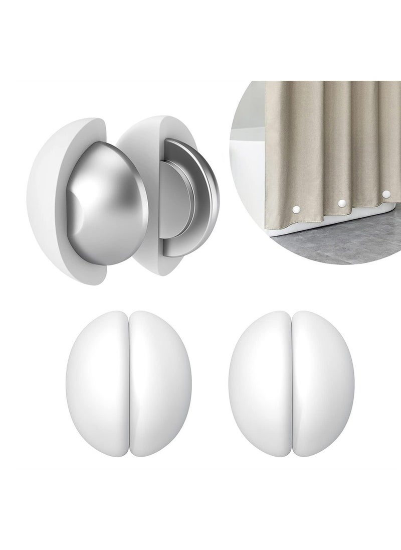 SYOSI - Shower Curtain Weights, Silicone Encased Strong Shower Curtain Magnets, Never Rust Shower Curtain Magnets, Never Broke No Noise Heavy Prevent Shower Curtain from Blowing, White, 3 Pairs - Image 1