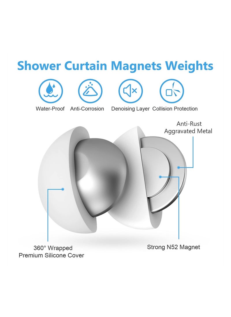 SYOSI - Shower Curtain Weights, Silicone Encased Strong Shower Curtain Magnets, Never Rust Shower Curtain Magnets, Never Broke No Noise Heavy Prevent Shower Curtain from Blowing, White, 3 Pairs - Image 1