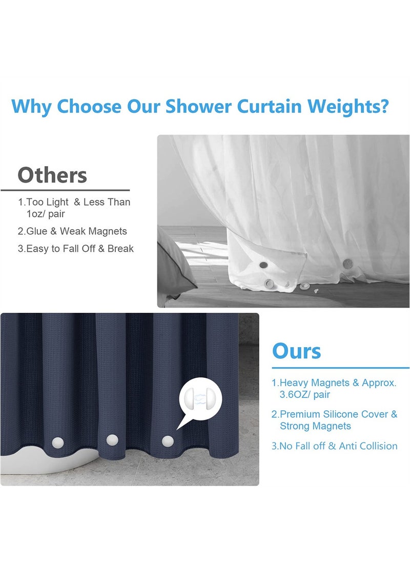 SYOSI - Shower Curtain Weights, Silicone Encased Strong Shower Curtain Magnets, Never Rust Shower Curtain Magnets, Never Broke No Noise Heavy Prevent Shower Curtain from Blowing, White, 3 Pairs - Image 1