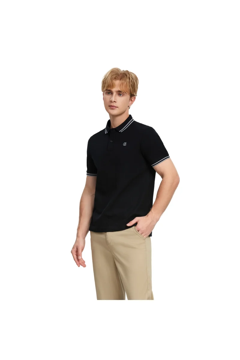 GIORDANO Men's Black Pique Solid Polo