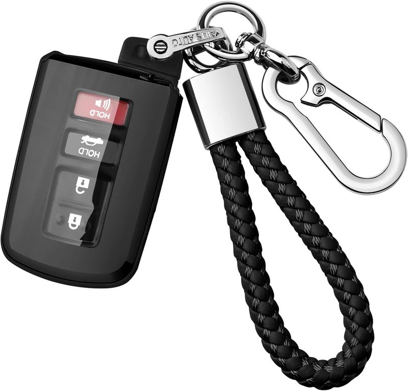 Autophone Toyota Key Fob Cover with Keychain - Premium Soft TPU Protection for Various Models - Black - Image 1