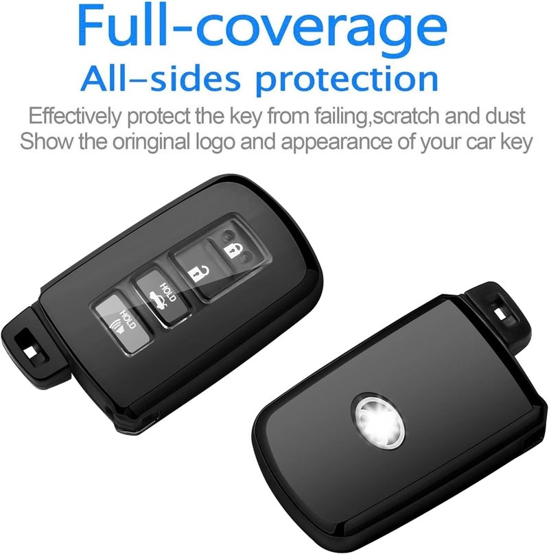 Autophone Toyota Key Fob Cover with Keychain - Premium Soft TPU Protection for Various Models - Black - Image 3