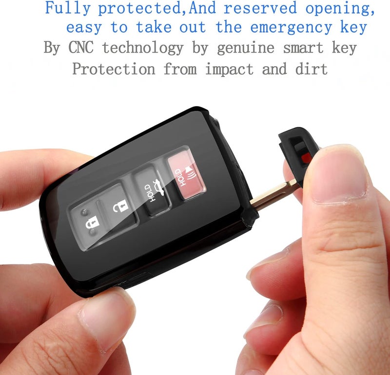 Autophone Toyota Key Fob Cover with Keychain - Premium Soft TPU Protection for Various Models - Black - Image 5