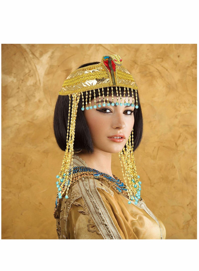 Excefore Women's Egyptian Headband Crown Snake Beaded Headpiece Girl's Costume Accessory Headdress for Masquerade Ball and Cosplay Party, One Size - Image 2