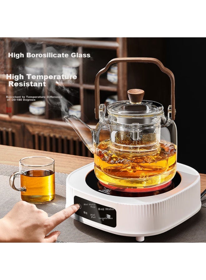 Pakchoice Glass Tea Kettle With Steamer, Integrated Stove For Boiling Water And Steaming, Tea Pot With Handle For Brewing Tea, Healthy Flower Tea Pot, High Temperature Resistant - Image 4
