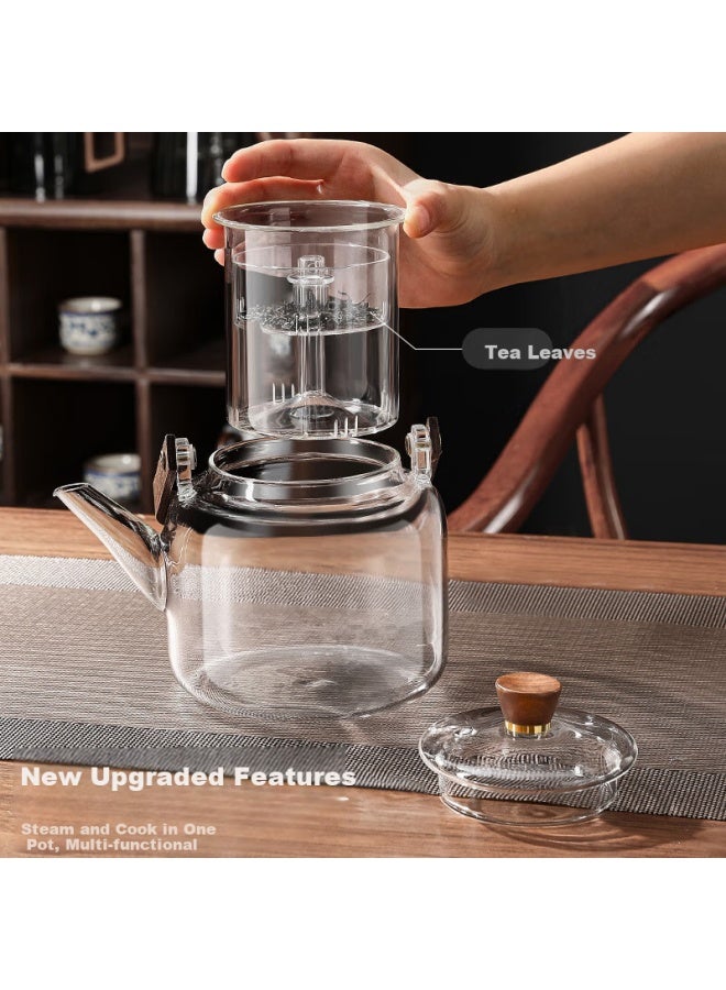 Pakchoice Glass Tea Kettle With Steamer, Integrated Stove For Boiling Water And Steaming, Tea Pot With Handle For Brewing Tea, Healthy Flower Tea Pot, High Temperature Resistant - Image 3