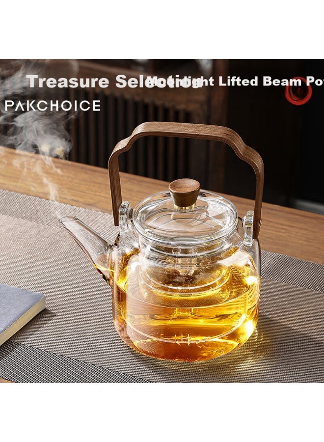 Pakchoice Glass Tea Kettle With Steamer, Integrated Stove For Boiling Water And Steaming, Tea Pot With Handle For Brewing Tea, Healthy Flower Tea Pot, High Temperature Resistant - Image 2