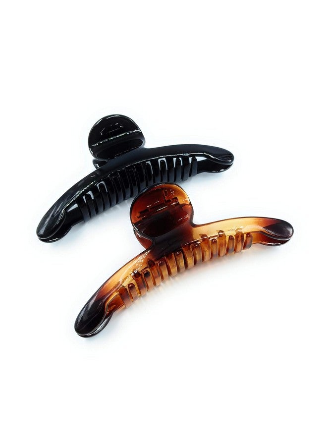 APSAMBR APPSAMBR- 2 Pieces Korean T Shape Black/Brown Big Hair Clip/Clutcher/Claw For Women. Size 7 Cm - Image 1