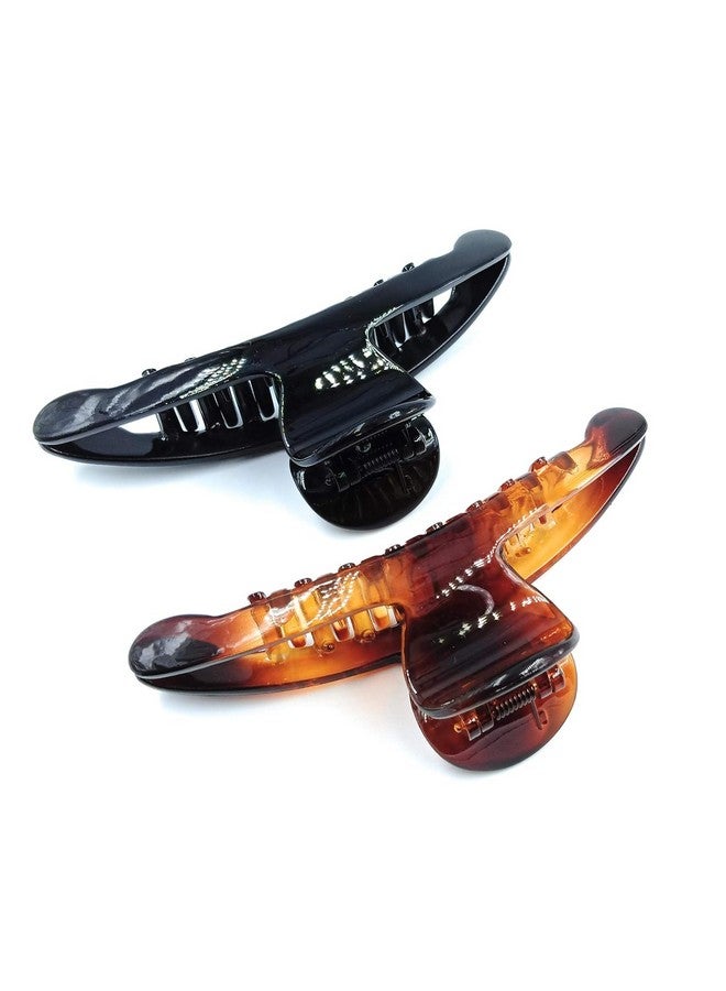 APSAMBR APPSAMBR- 2 Pieces Korean T Shape Black/Brown Big Hair Clip/Clutcher/Claw For Women. Size 7 Cm - Image 3