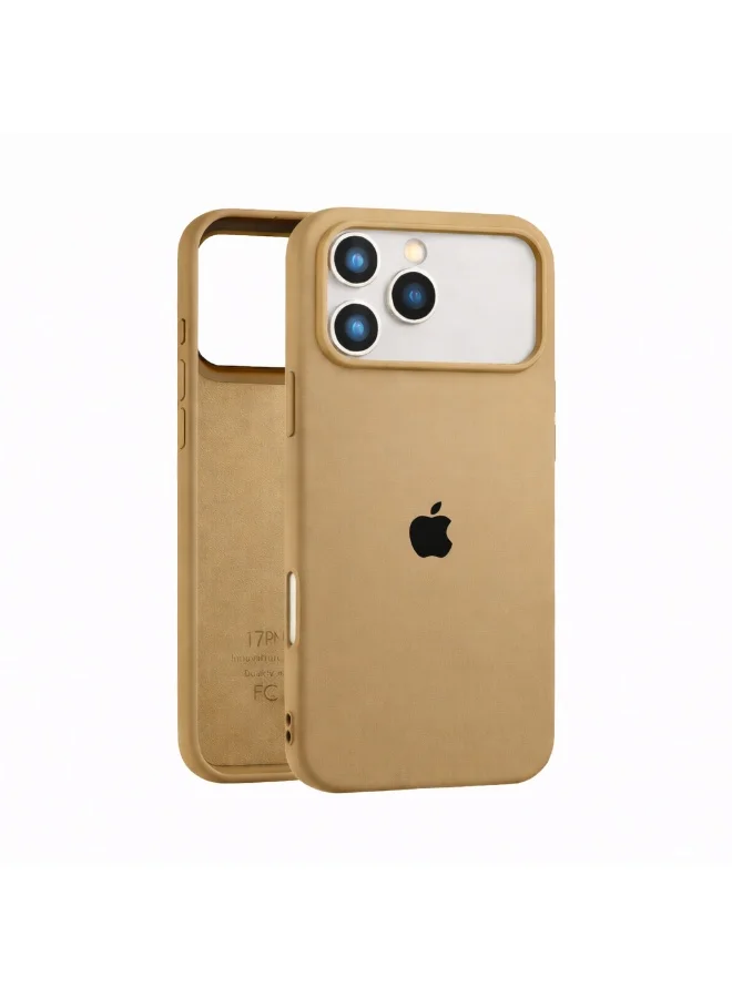 Mobcos Mobcos iPhone 17 Pro Max Brown Logo Premium Silicone Magnetic Wireless Charging Case for iPhone | Silky Soft Touch | Military-Grade Shockproof Protection | Strong Magnetic Compatibility | Luxury Slim Cover