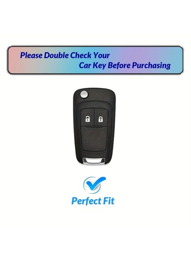 Black Silver 2 Button Soft TPU Key Fob Cover Protector with Keychain for Chevy Impala Cruze Malibu Sonic GMC Terrain Buick Regal Verano - Image 3