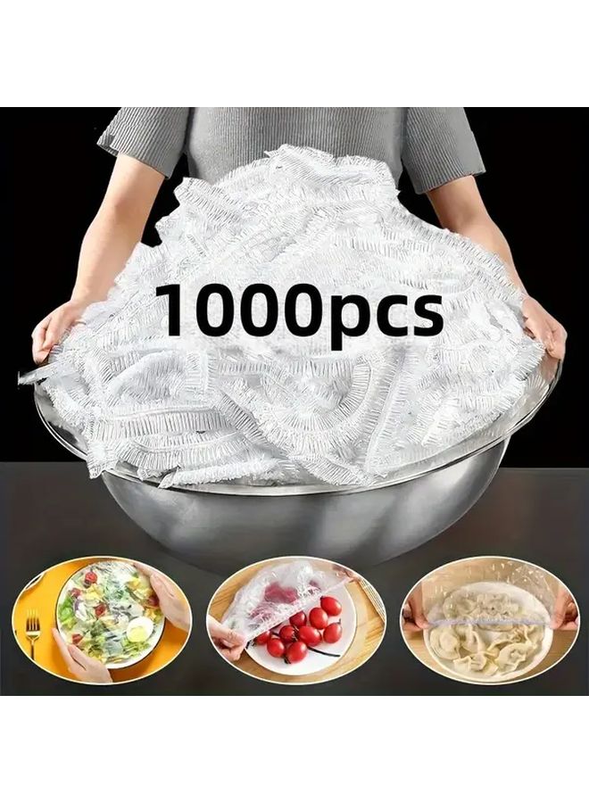 1000pcs White Extra Large Food Grade Plastic Wrap Covers Stretchable Reusable Elastic Food Covers Transparent Dish Lids Odorless Kitchen Cling Film For BBQ Restaurants Home Use Festive Occasions Halloween St Nicholas Day Easter Valentine Consumable Food Wraps Foldable Stackable Table Food Cover Restaurant Supplies Flexible Cover Party Hosts Professional Chefs - Image 1
