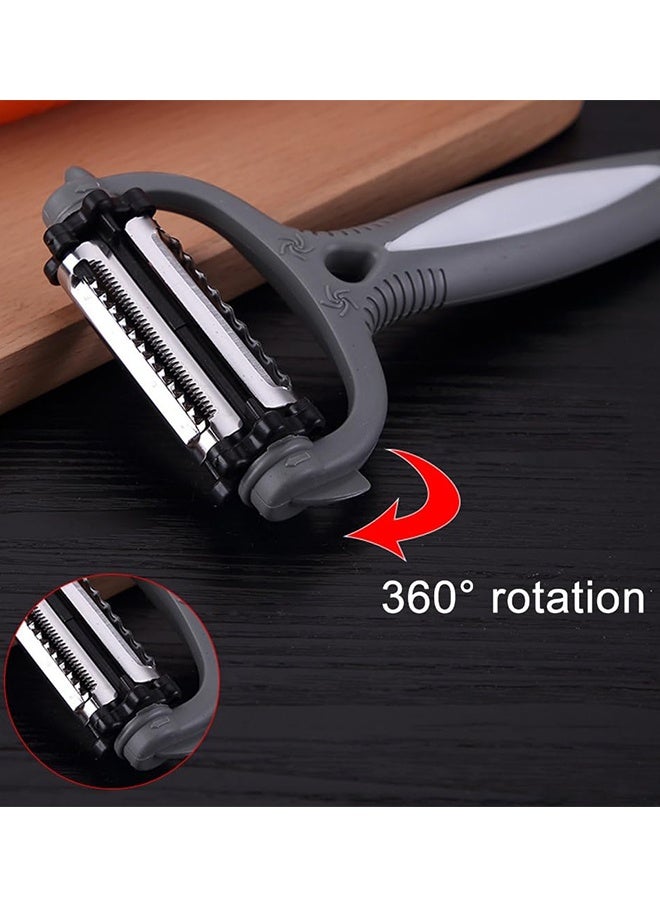 2 Pcs 3 in 1 Stainless Steel Vegetable Peeler Double Sided Blade Julienne Cutter and Fruit Slicer Multifunctions Potato Peeler for Home Kitchen Restaurant Picnic Family Cooking Prep,Black and Grey - Image 5