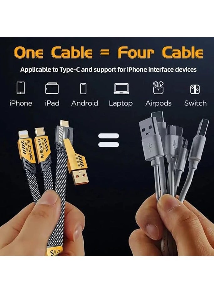 TIGER 4-in-1 Multi Charging Cable, 120CM [65W] Fast Charging - iPhone 16/15/14/13 Pro Max, Airpods, iWatch, iPad, MacBook, Samsung S24/S23/S22 & Google (2M) - Image 3