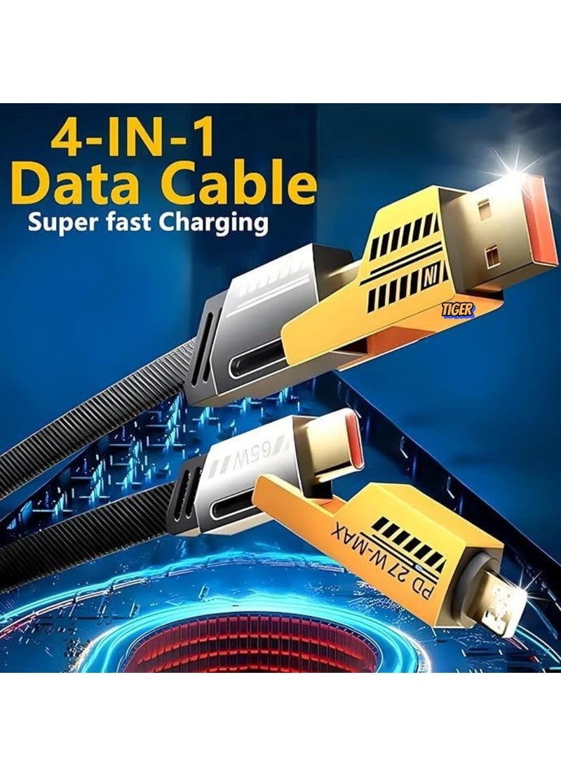 TIGER 4-in-1 Multi Charging Cable, 120CM [65W] Fast Charging - iPhone 16/15/14/13 Pro Max, Airpods, iWatch, iPad, MacBook, Samsung S24/S23/S22 & Google (2M) - Image 2