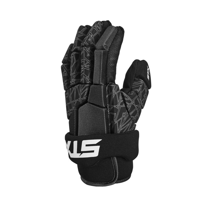 STX Stallion 75 Lacrosse Gloves, Pair, Black/Gray, Medium - Image 1
