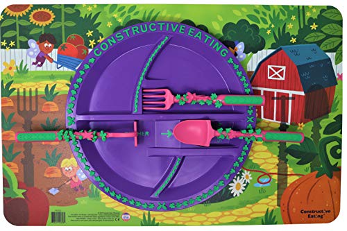 Constructive Eating Garden Fairy Plate, Placemat and Utensil Set - Image 1