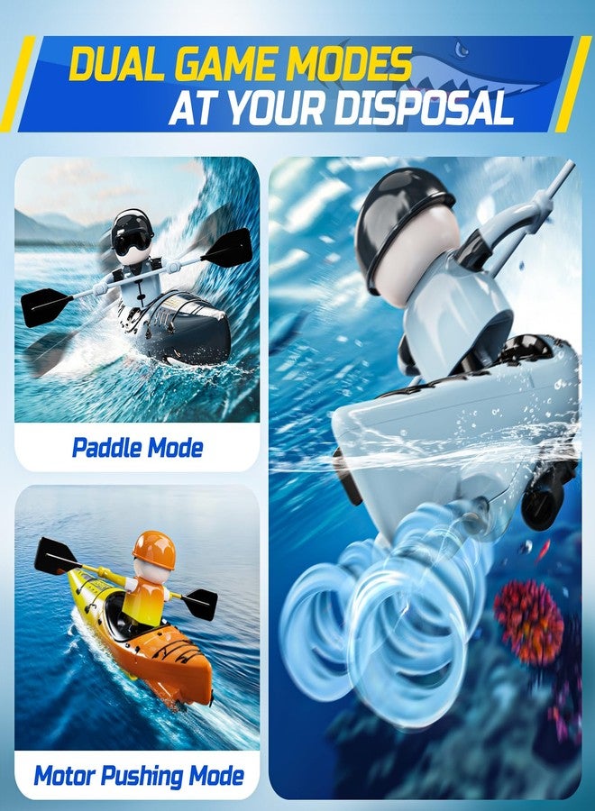 ديرك قارب كاياك للأطفال من DEERC، يعمل بجهاز تحكم عن بعد بتردد 2.4 جيجاهرتز، على شكل قارب قرش مزود بإضاءة LED، مناسب للمسابح والبحيرات وأحواض الاستحمام، لا ينقلب أبدًا، هدية مثالية للأولاد والبنات في فصل الصيف. - Image 5