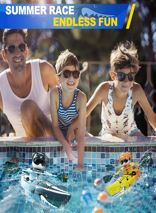ديرك قارب كاياك للأطفال من DEERC، يعمل بجهاز تحكم عن بعد بتردد 2.4 جيجاهرتز، على شكل قارب قرش مزود بإضاءة LED، مناسب للمسابح والبحيرات وأحواض الاستحمام، لا ينقلب أبدًا، هدية مثالية للأولاد والبنات في فصل الصيف. - Image 4