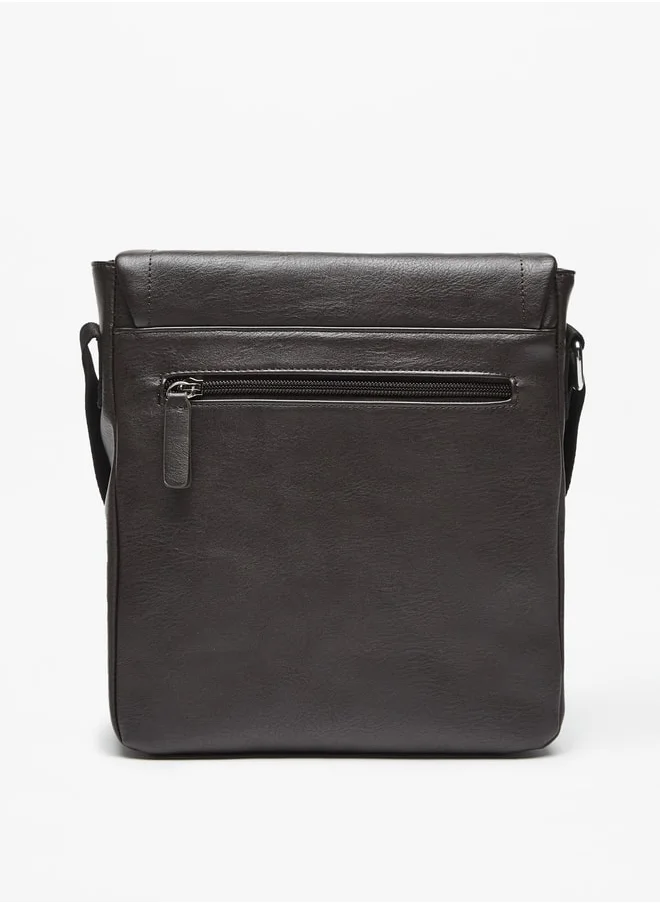 ال بي ال من شو اكسبرس Solid Crossbody Bag with Adjustable Strap and Buckle Closure