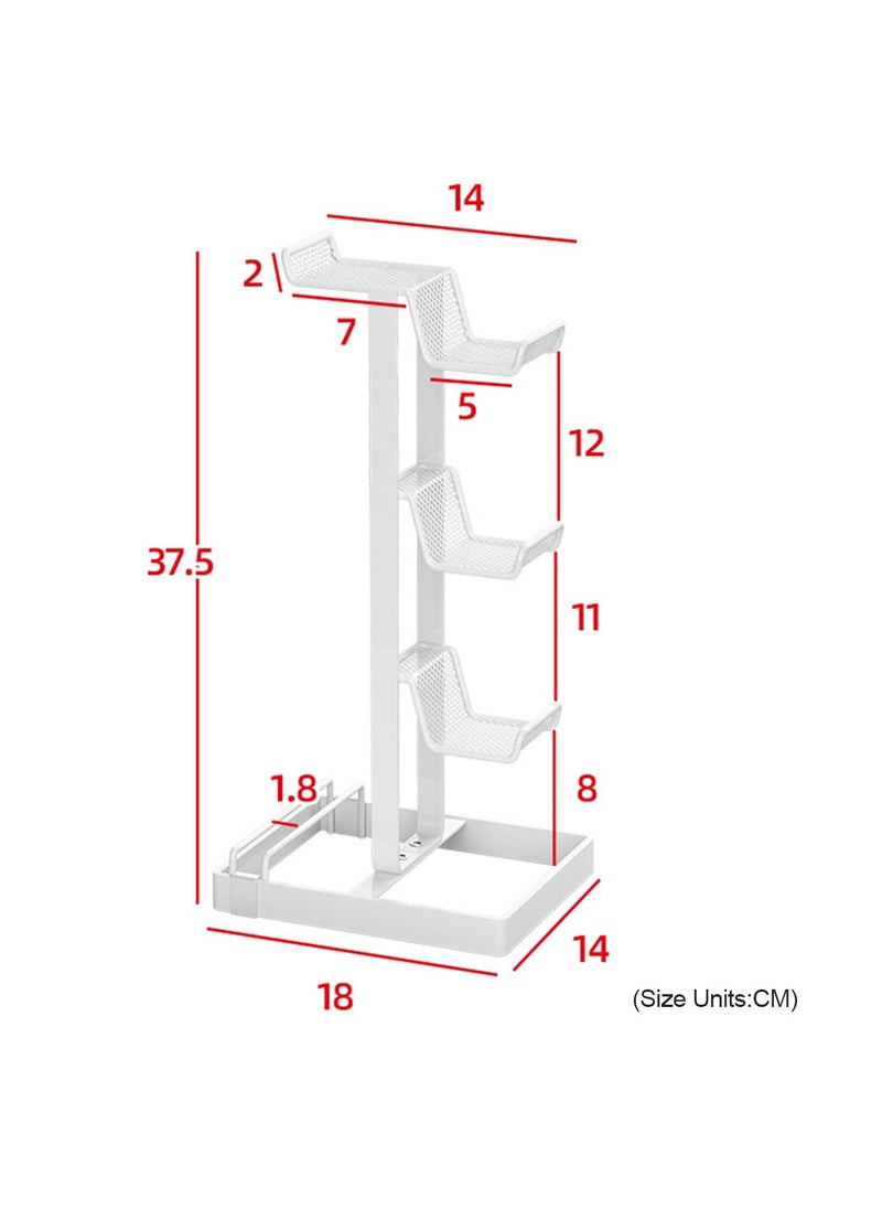 FlashHawk - 3-Tier Controllers Holder, Headset Holder, Desk Mounts, Display Stand, for PS4/PS5/Switch Pro/Xbox Controllers/Headsets/Consoles/Mobile Phones Tablet, White - Image 1