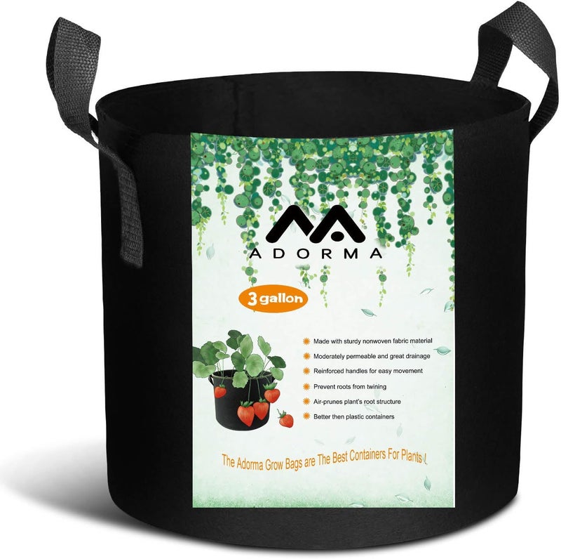 ADORMA 12 Packs 3 Gallon Grow Bags, Heavy Duty 300G Thickened Nonwoven Fabric Plant Pots with Handles - Image 1