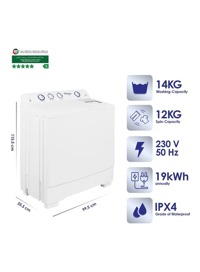 SUPER GENERAL Semi Automatic Top Loading Washing Machine SGW150N White - Image 3