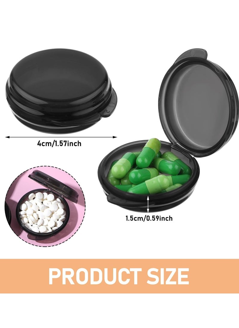 Oasisgalore 6 PCS Black Small Pill Box, Travel Round Pill Case, Portable Medicine Pill Container Holder.  - Image 2