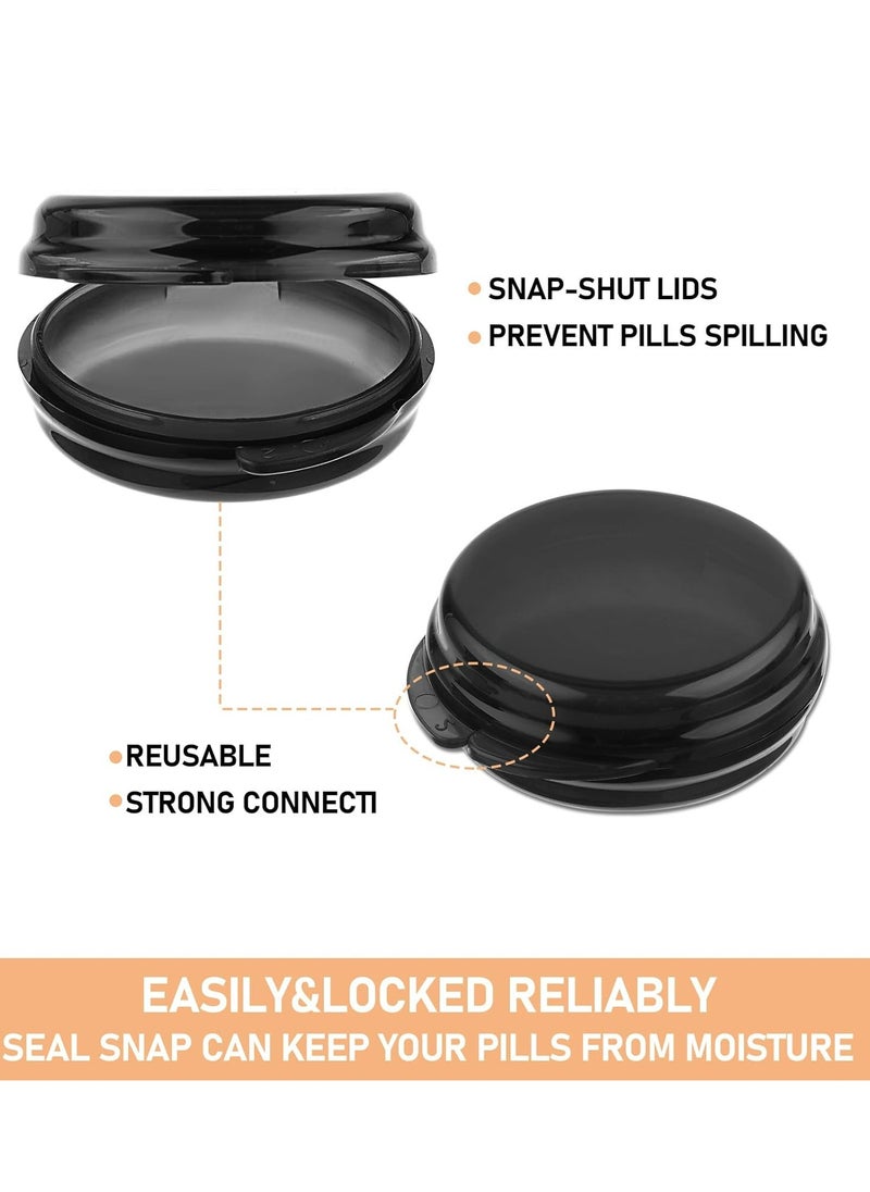 Oasisgalore 6 PCS Black Small Pill Box, Travel Round Pill Case, Portable Medicine Pill Container Holder.  - Image 3