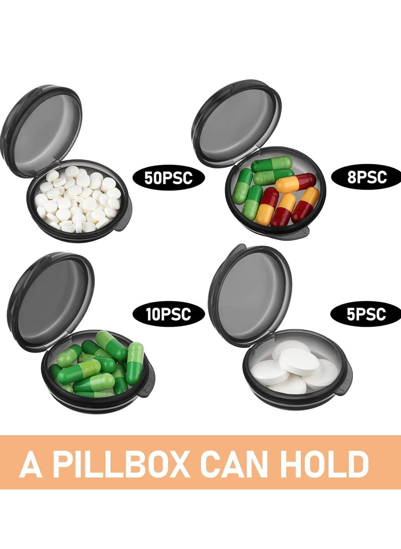 Oasisgalore 6 PCS Black Small Pill Box, Travel Round Pill Case, Portable Medicine Pill Container Holder.  - Image 4