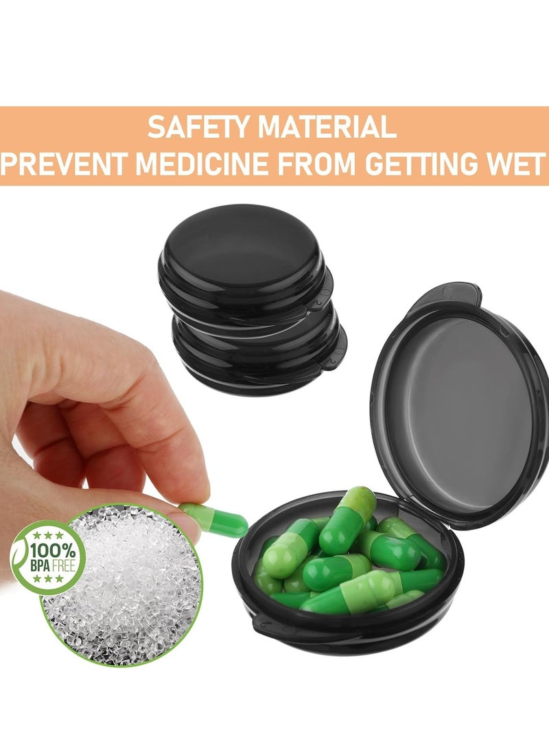 Oasisgalore 6 PCS Black Small Pill Box, Travel Round Pill Case, Portable Medicine Pill Container Holder.  - Image 5