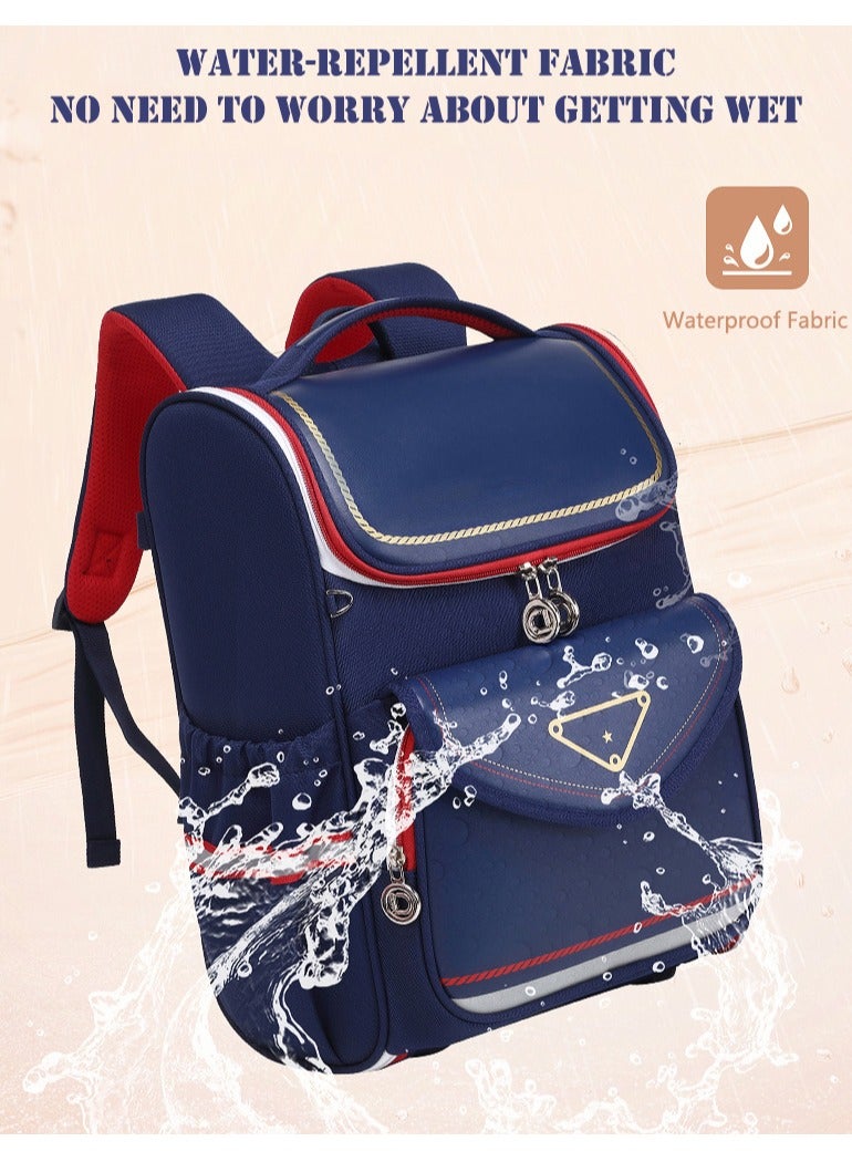 سكاي فيو حقائب ظهر للأطفال، خفيفة الوزن، مصنوعة من قماش مقاوم للماء، مزودة بشرائط عاكسة، حقيبة كتب مدرسية للأطفال، حقائب مدرسية للسفر، 38*16*28 سم، 17 لتر، صغيرة - Image 2