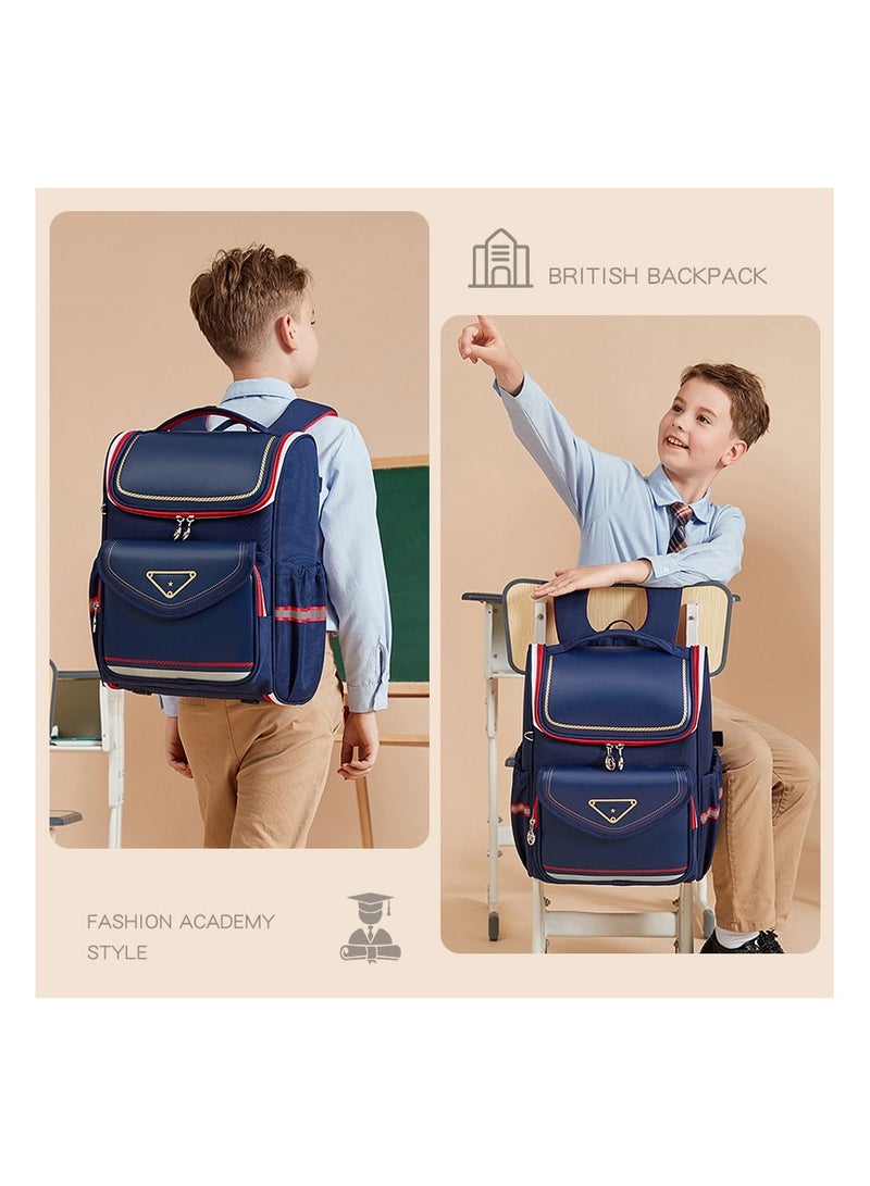 سكاي فيو حقائب ظهر للأطفال، خفيفة الوزن، مصنوعة من قماش مقاوم للماء، مزودة بشرائط عاكسة، حقيبة كتب مدرسية للأطفال، حقائب مدرسية للسفر، 38*16*28 سم، 17 لتر، صغيرة - Image 4