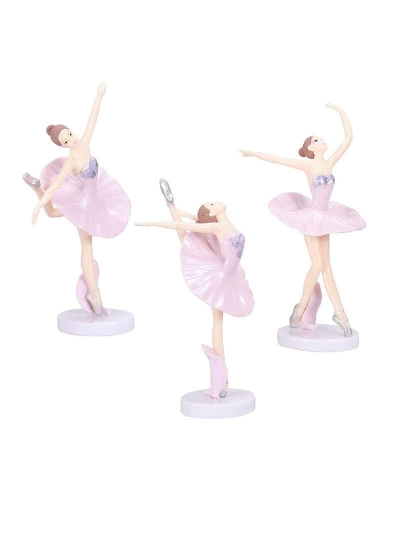 SYOSI Ballerina Figurines Dancing Girl Decor Ballet Ornament for Desktop Office New Year Gift for Home and Decoration 3pcs (Pink) - Image 1