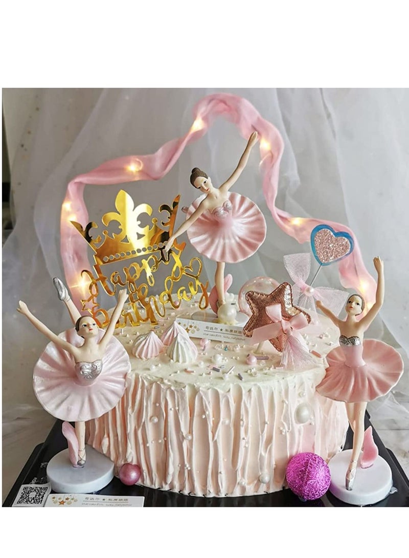 SYOSI Ballerina Figurines Dancing Girl Decor Ballet Ornament for Desktop Office New Year Gift for Home and Decoration 3pcs (Pink) - Image 2