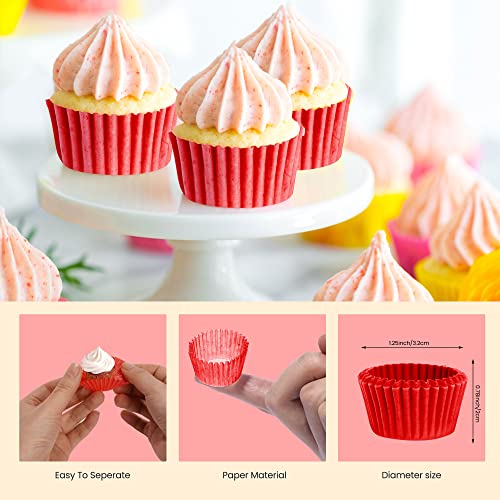 NUOMI Mini Cupcake Liners 1 Inch Paper Cupcake Wrappers Baking Cups Small Muffin Liners 1000 Pieces Dessert Wrappers for Christmas Festival, Wine Red - Image 4