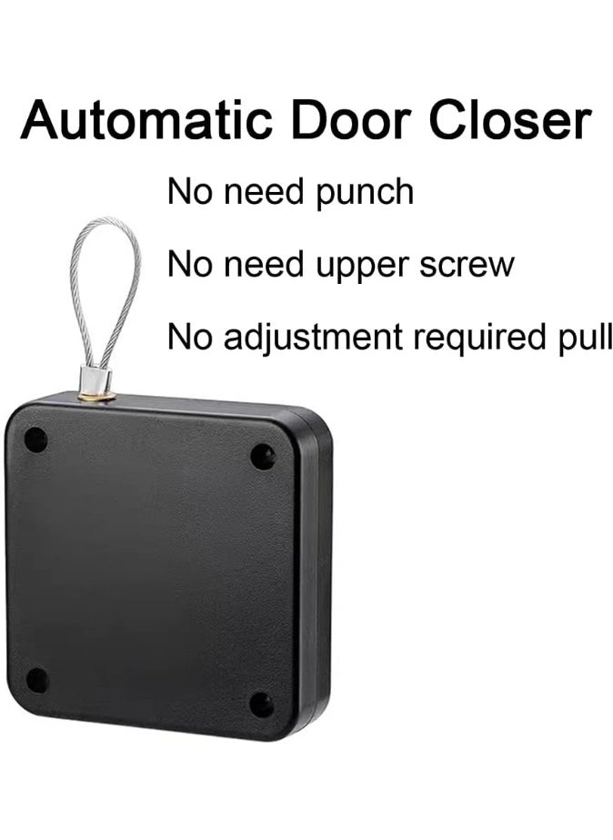 Punch-Free Automatic Sensor Door Closer, 3 Pack Multifunctional, Residential Commercial Auto With Steel Drawstring (Black & White)  - Image 5