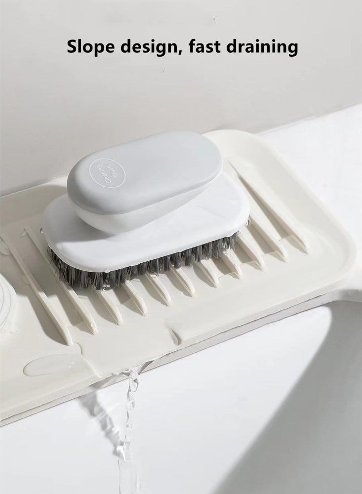 Kutis 1-Piece Kitchen Drain Pad Sink Drain Mat Bathroom Soap Holder Silicone Off-White 45x14 Centimeter - Image 3