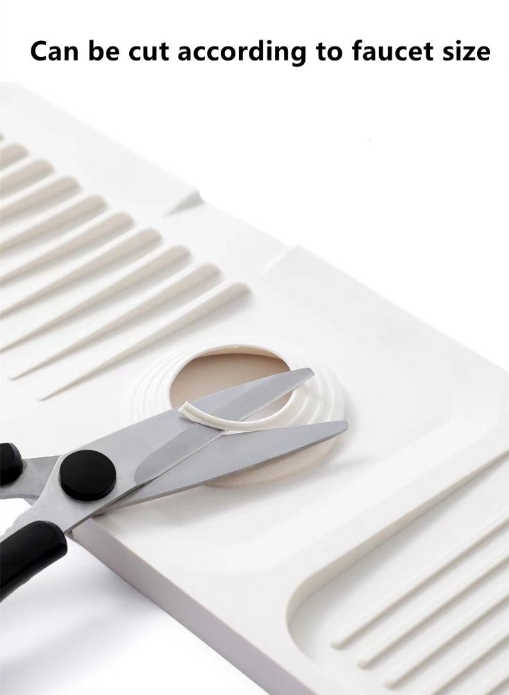 Kutis 1-Piece Kitchen Drain Pad Sink Drain Mat Bathroom Soap Holder Silicone Off-White 45x14 Centimeter - Image 5