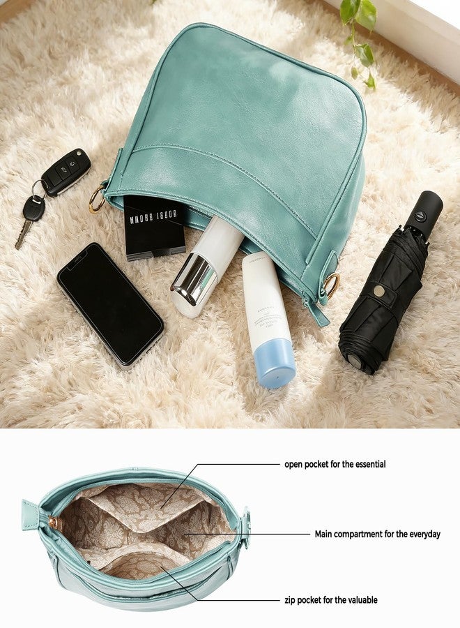 Gosect Tote Bag for Women Soft PU Leather Shoulder Bags Fashion Hobo Bags Large Crossbody Purse and Handbags with Adjustable Shoulder Strap (Blue) - Image 4