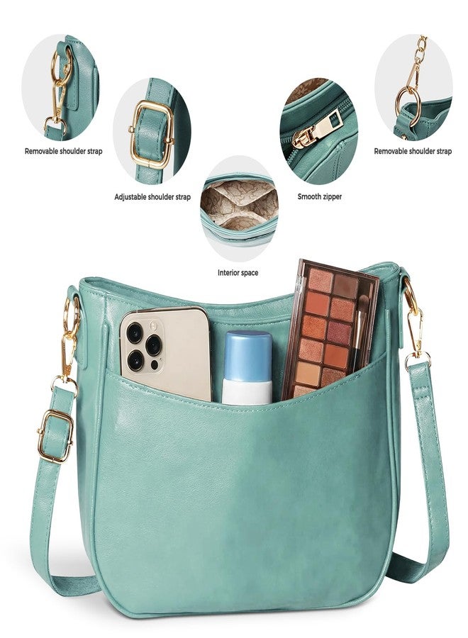 Gosect Tote Bag for Women Soft PU Leather Shoulder Bags Fashion Hobo Bags Large Crossbody Purse and Handbags with Adjustable Shoulder Strap (Blue) - Image 3