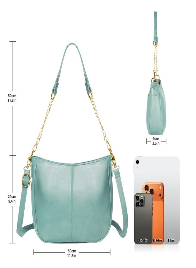 Gosect Tote Bag for Women Soft PU Leather Shoulder Bags Fashion Hobo Bags Large Crossbody Purse and Handbags with Adjustable Shoulder Strap (Blue) - Image 5