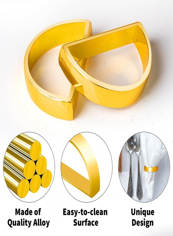 INFTYLE Gold Napkin Rings Set of 12, Semicircle Metal Gold Napkin Holder Buckles, Fall Thanksgiving Christmas, Napkin Rings for Dinner Table Decor, Wedding, Banquet, Party, Easter (12) - Image 3
